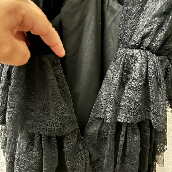 🆕Fate Chic Black Ruffled Lace Mini Dress Black XS🆕 - Picture 12 of 16